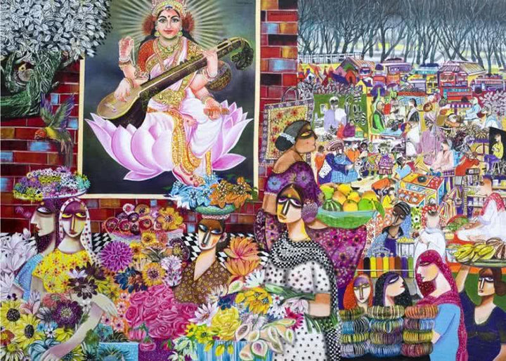 Market Painting by Arun K Mishra | ArtZolo.com