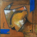 Figurative acrylic painting titled 'Mask 1', 12x12 inches, by artist Anupam Pal on Canvas