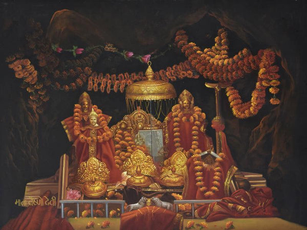 Mata Vaishno Devi Painting by Kamal Rao | ArtZolo.com