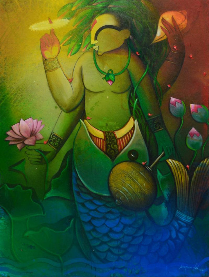 Matsya Avtar Painting by Anupam Pal | ArtZolo.com