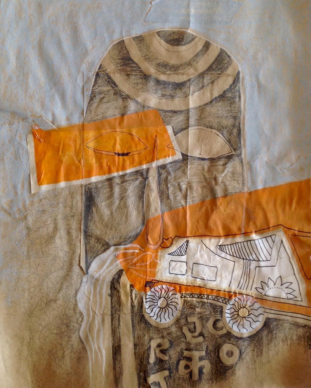 Abstract mixed media painting titled 'Me My World 2', 20x20 inches, by artist Rajesh Yadav on Canvas