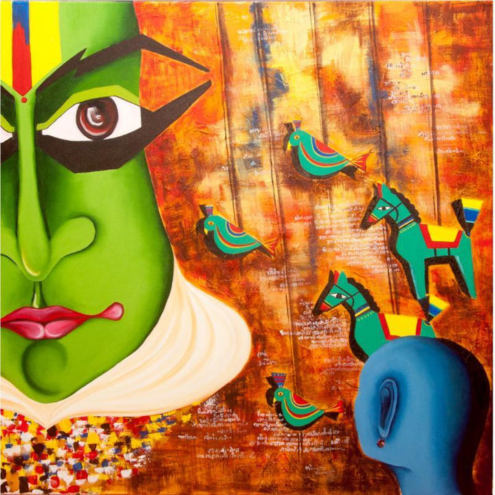 Me & The Mask Painting by Deepali Mundra | ArtZolo.com