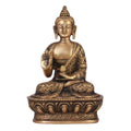 Religious handicraft titled 'Meditating Buddha', 8x5x4 inches, by artist Brass Handicrafts on Brass