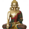 Religious handicraft titled 'Meditating Lord Buddha', 20x15x11 inches, by artist Brass Handicrafts on Brass