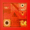 Abstract acrylic painting titled 'Meditation 5', 9x9 inches, by artist Nilesh Nikam on Canvas