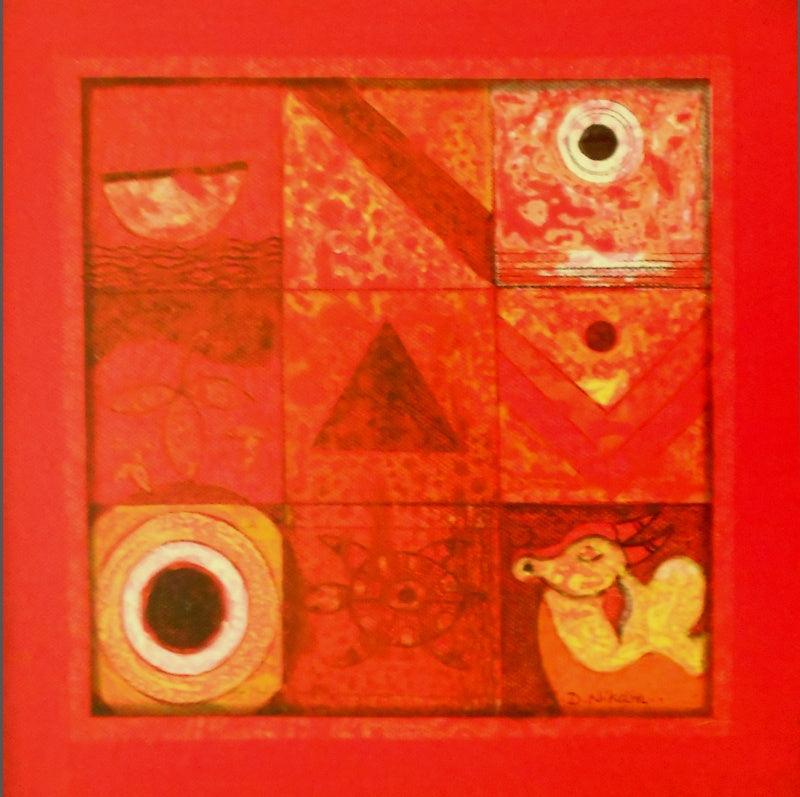 Abstract acrylic painting titled 'Meditation 5', 9x9 inches, by artist Nilesh Nikam on Canvas