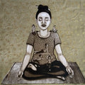 Figurative printmaking titled 'Meditation', 20x20 inches, by artist Nandini Pantawane on Paper