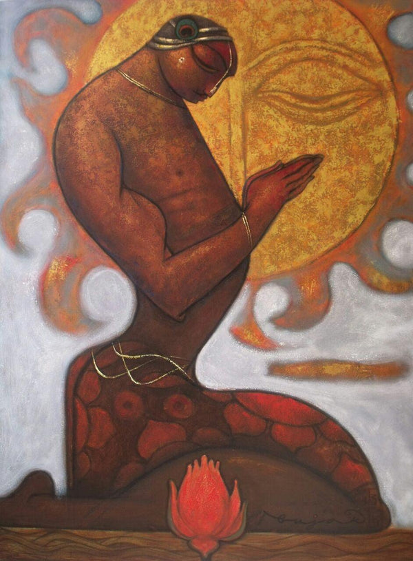 Meditation Painting by Ramesh Gujar | ArtZolo.com