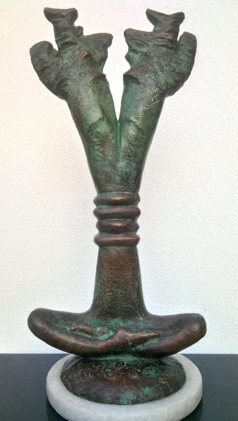 Figurative sculpture titled 'Meditation', 18x7x5 inches, by artist Dilip Paul on Bronze