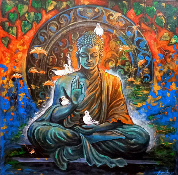 Meditation Buddha Painting by Arjun Das | ArtZolo.com