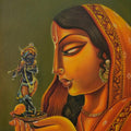 Religious acrylic painting titled 'Meera', 18x14 inches, by artist Sumon Naskar on Canvas