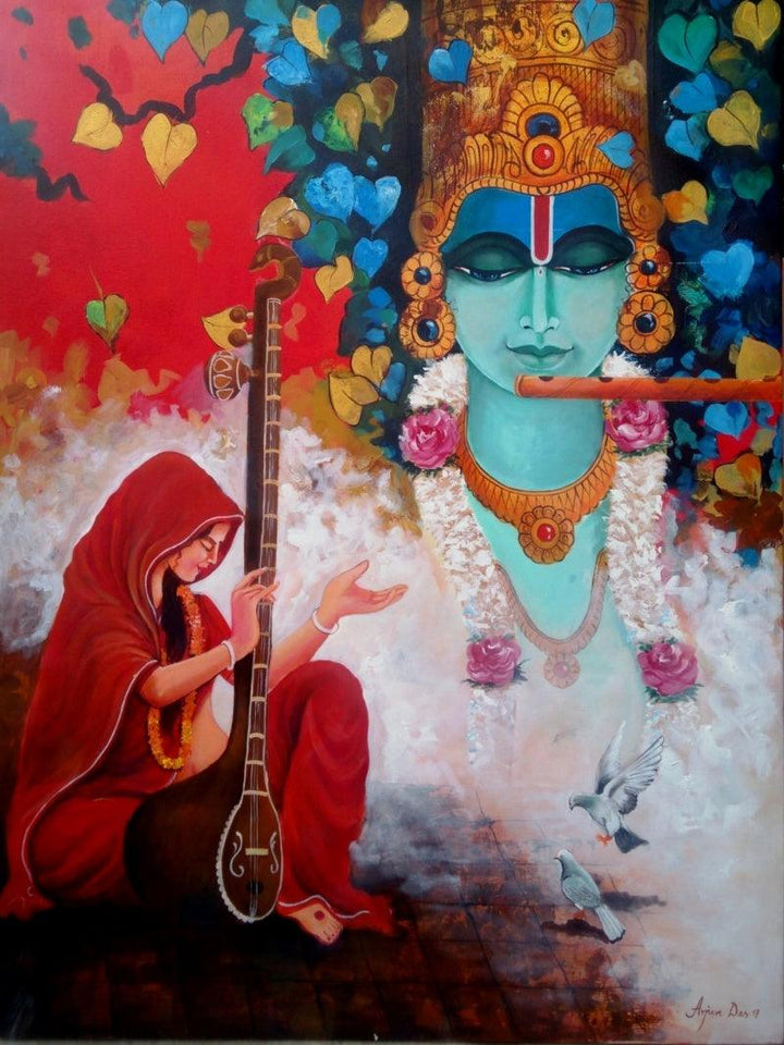 Meera Ke Krishna 3 Painting by Arjun Das | ArtZolo.com