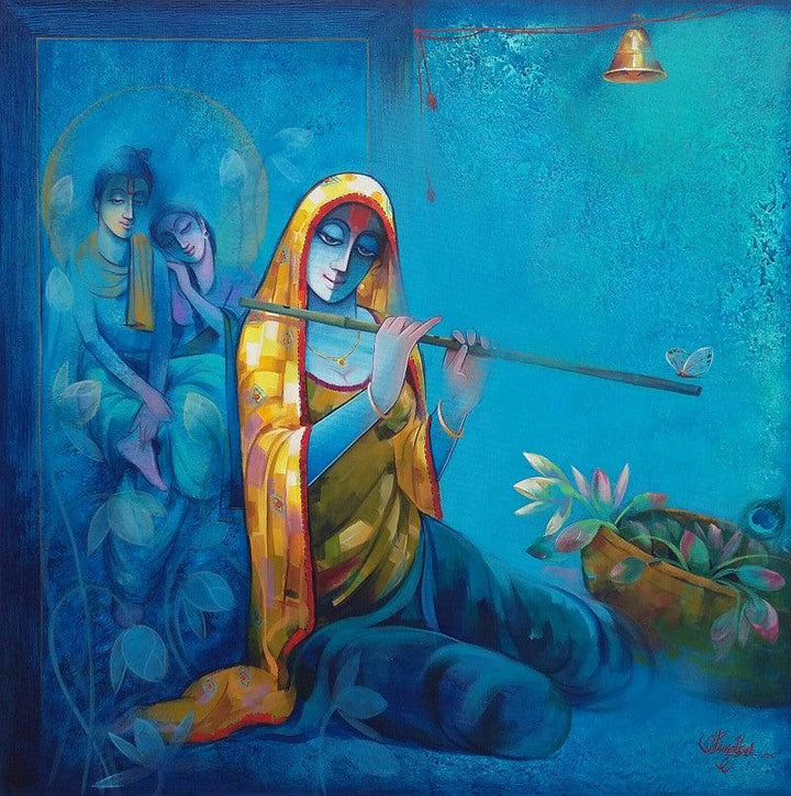 Meera With Krishna Painting by Ram Onkar | ArtZolo.com