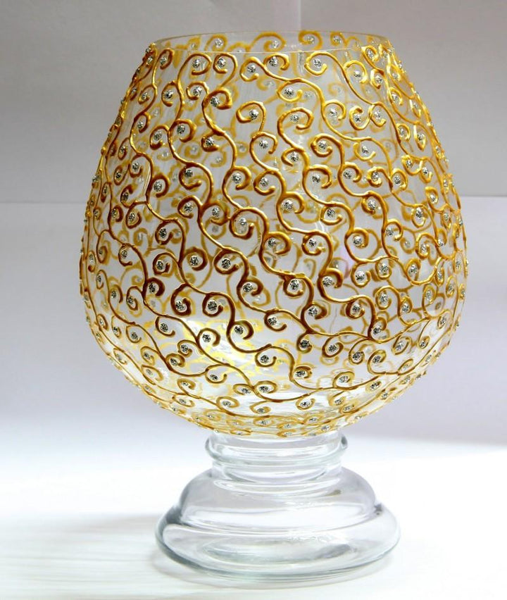 Metallic Gold Swirls Glass Art by Shweta Vyas | ArtZolo.com