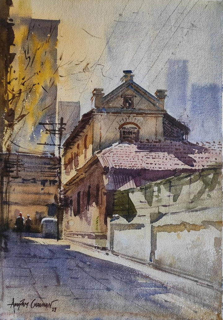 Mg Road Lane Painting by Anupam Chauhan | ArtZolo.com