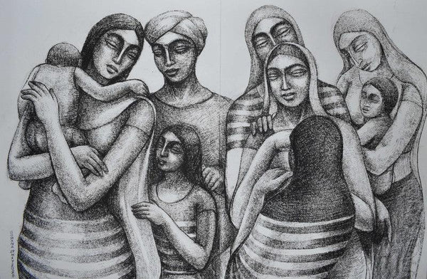 Migrant Workers Waiting To Return Home Drawing by Sumana Nath De | ArtZolo.com