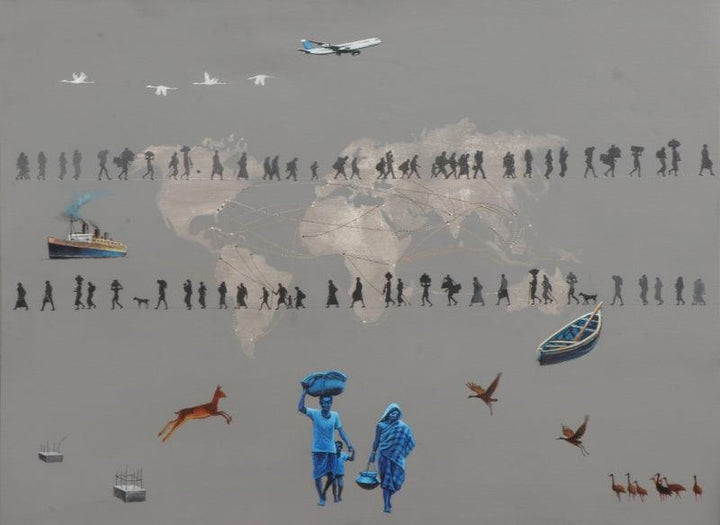Migration 1 Painting by Rawindra Das | ArtZolo.com