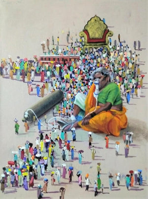 contemporary acrylic painting titled 'Migration', 24x18 inches, by artist Amol Satre on Canvas