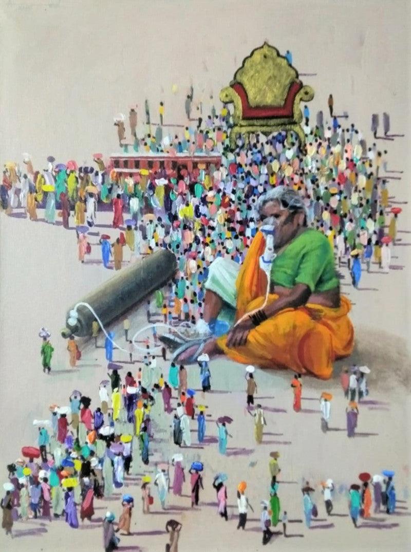 contemporary acrylic painting titled 'Migration', 24x18 inches, by artist Amol Satre on Canvas