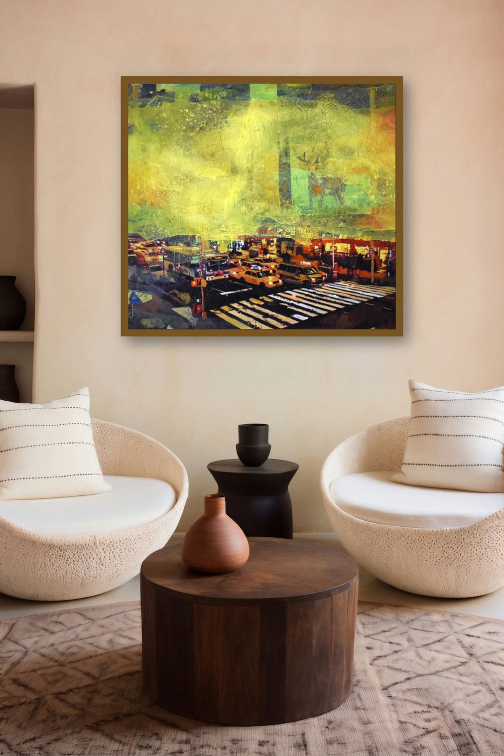 Mindscape (Urban Pulse) by artist Jasleen Singh displayed in a Luxury gallery