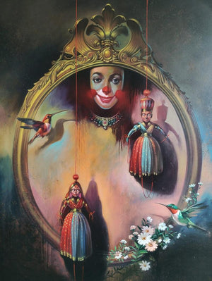 Figurative acrylic painting titled 'Mirror', 60x48 inches, by artist Bappa Haldar on Canvas