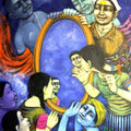 Figurative acrylic painting titled 'Mirror', 60x42 inches, by artist Apet Pramod on Canvas