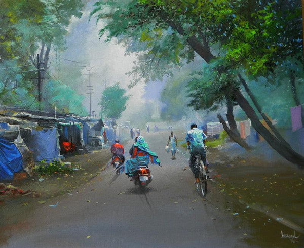 Misty Morning Painting by Bijay Biswaal | ArtZolo.com