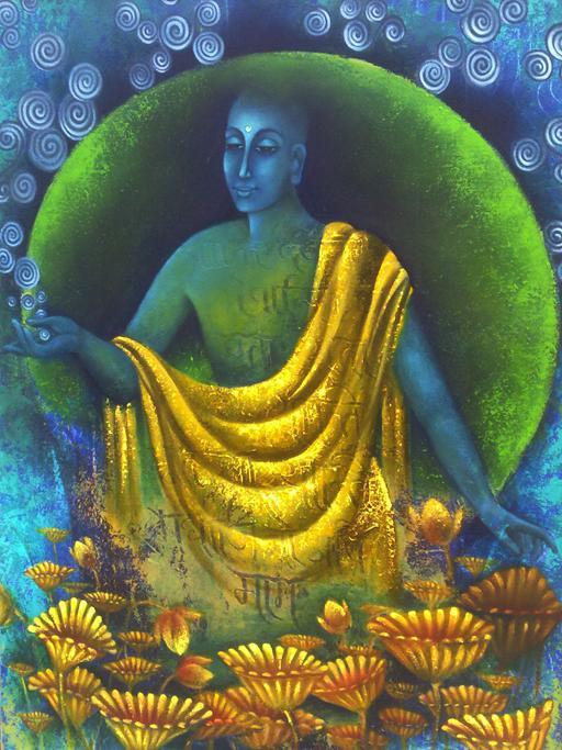 Monk I Painting by Vijaya Ved | ArtZolo.com
