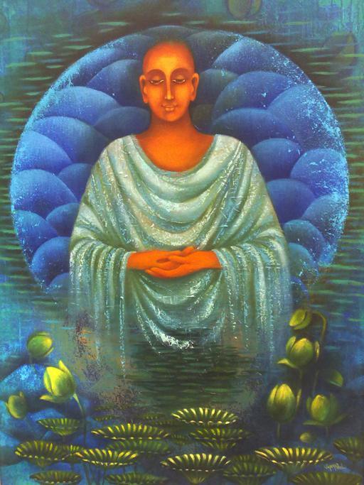 Monk Ii Painting by Vijaya Ved | ArtZolo.com