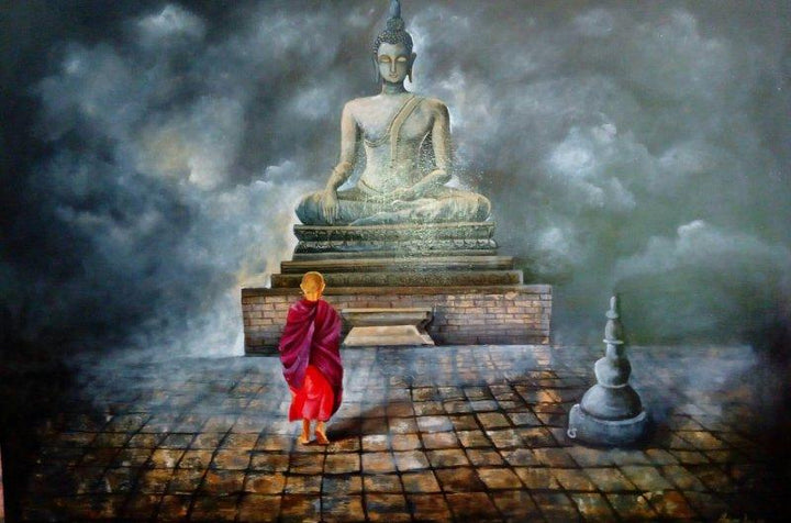 Monk Of Buddhism Child Painting by Arjun Das | ArtZolo.com