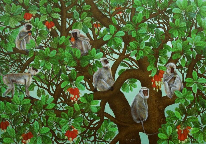 Monkeys Painting by Roy K John | ArtZolo.com