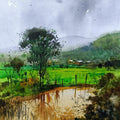 Nature watercolor painting titled 'Monsoon 1', 20x14 inches, by artist NanaSaheb Yeole on Paper