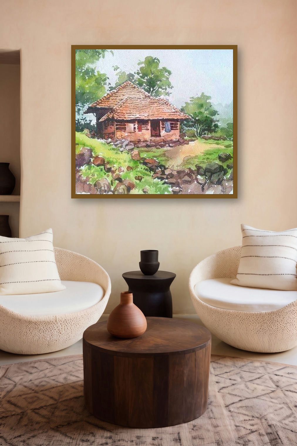 Monsoon (A Haven of Solitude) by artist Gaurishankar Behera displayed in a Modern gallery