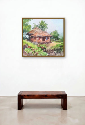 Monsoon (A Haven of Solitude) by artist Gaurishankar Behera displayed in a Scandinavian Penthouse