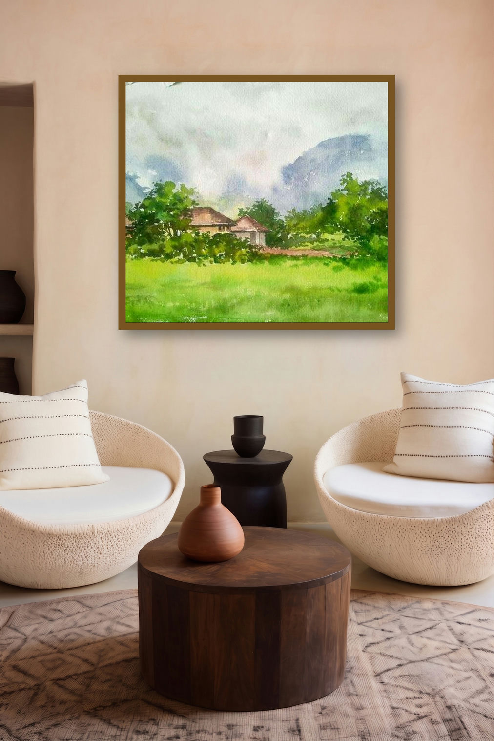 Monsoon (Hidden Haven) by artist Gaurishankar Behera displayed in a Indian Art gallery