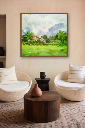 Monsoon (Hidden Haven) by artist Gaurishankar Behera displayed in a Indian Art gallery