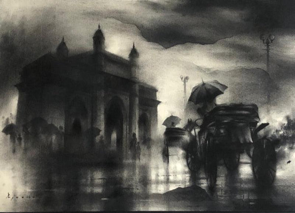 Monsoon In Mumbai Drawing by Ajay De | ArtZolo.com