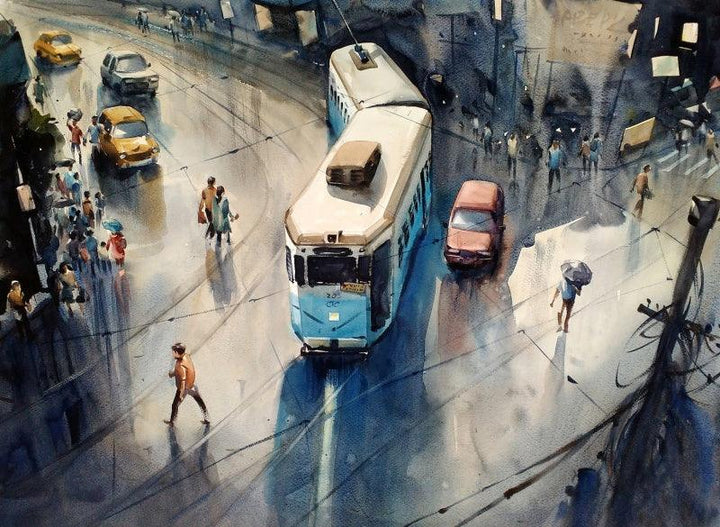 Monsoon Kolkata 1 Painting by Sankar Das | ArtZolo.com