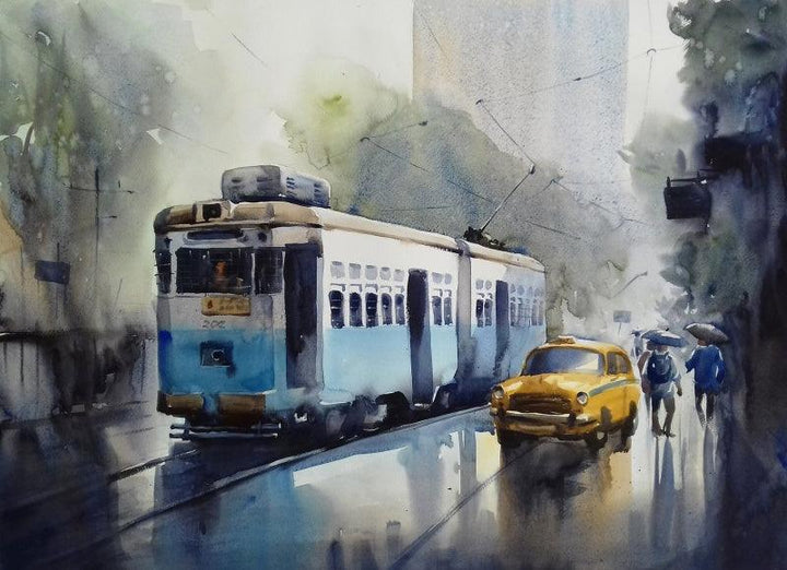 Monsoon Kolkata 2 Painting by Sankar Das | ArtZolo.com