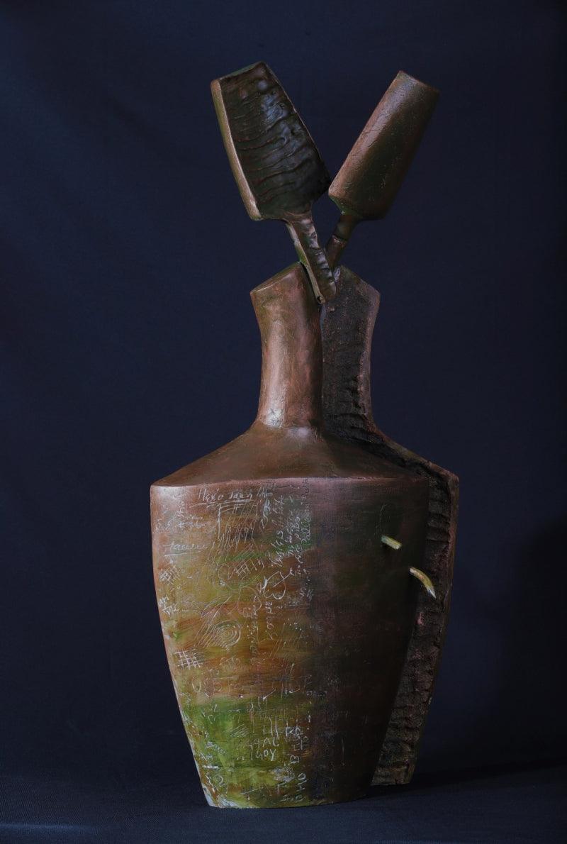 contemporary sculpture titled 'Monumenth 5', 24x16x8 inches, by artist Yogesh K Prajapati on Brass
