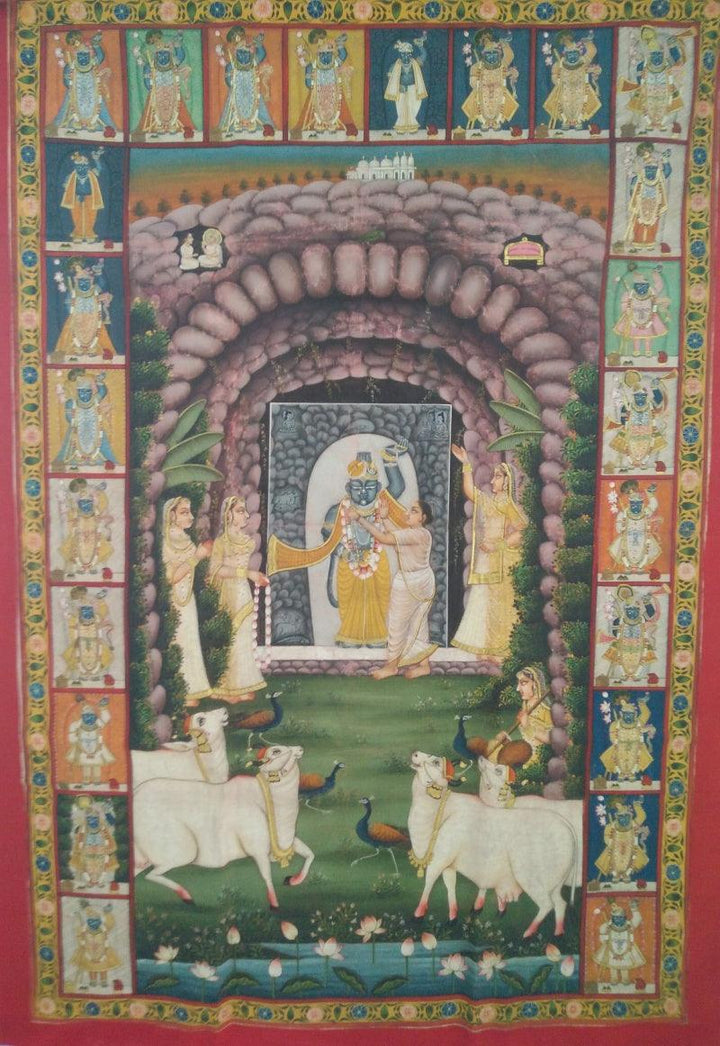 Morning Darshana Pichwai Painting Traditional Art by Yugdeepak Soni | ArtZolo.com