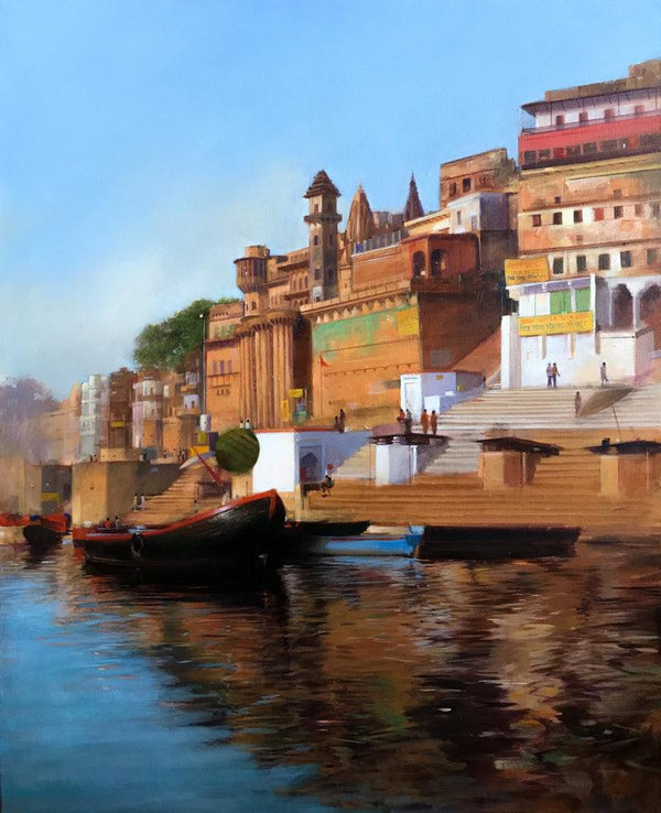 Morning In Ghat Painting by Atif Pachapuri | ArtZolo.com