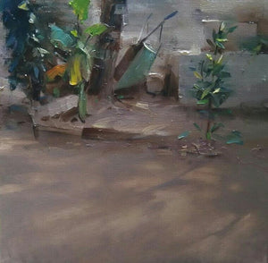 Nature oil painting titled 'Morning Light', 18x18 inches, by artist SURABHI GULWELKAR on Canvas