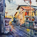Cityscape watercolor painting titled 'Morning Light', 16x12 inches, by artist Jitendra Divte on Paper