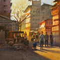 Cityscape watercolor painting titled 'Morning Light', 30x21 inches, by artist NanaSaheb Yeole on Paper
