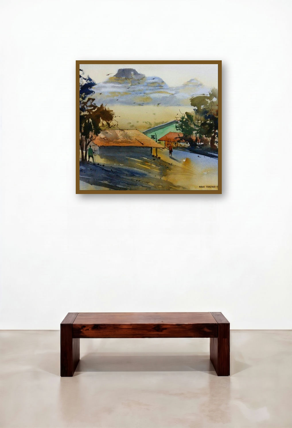 Morning Light (Whispers of the Valley) by artist Kiran Gunjkar displayed in a Modern Family Room