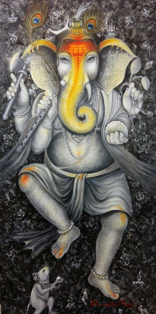 Morpankh Ganesha Painting by Rakhi Baid | ArtZolo.com