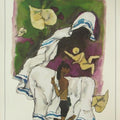 Figurative serigraphs painting titled 'Mother 2', 28x20 inches, by artist M. F. Husain on Paper