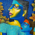 Figurative acrylic oil painting titled 'Mother And Child 1', 24x18 inches, by artist Dayanand Kamakar on Canvas