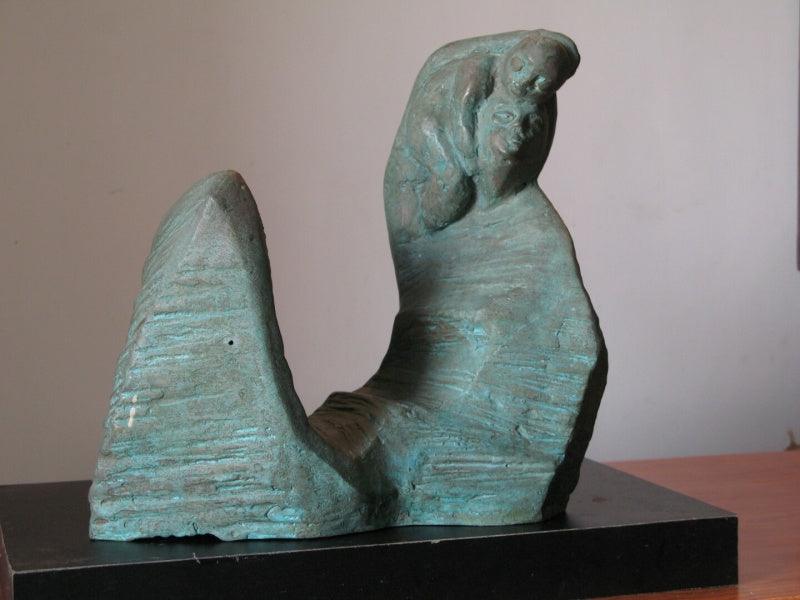 Figurative sculpture titled 'Mother And Child 1', 12x12x9 inches, by artist Shankar Ghosh on Bronze